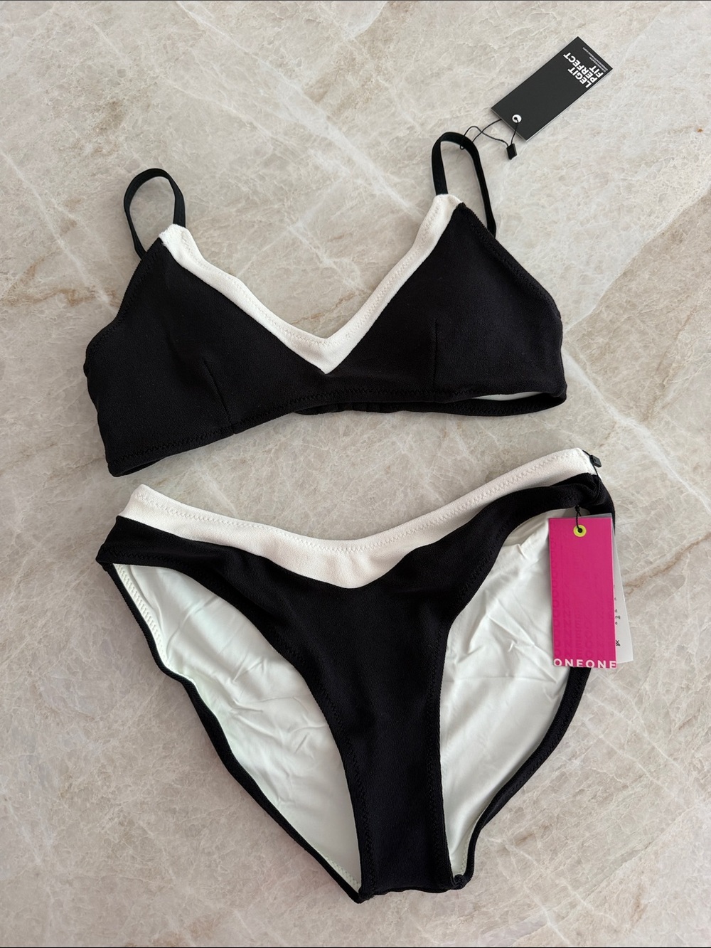 ONEONE SWIM | Black & White Bikini Set | Top: L, Bottom: M